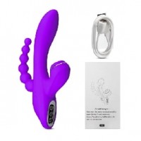 Vibrator 7 function, w/3 speed Clitoral Sucking, Anal Beads, Rechargeable, Silicone, PURPLE